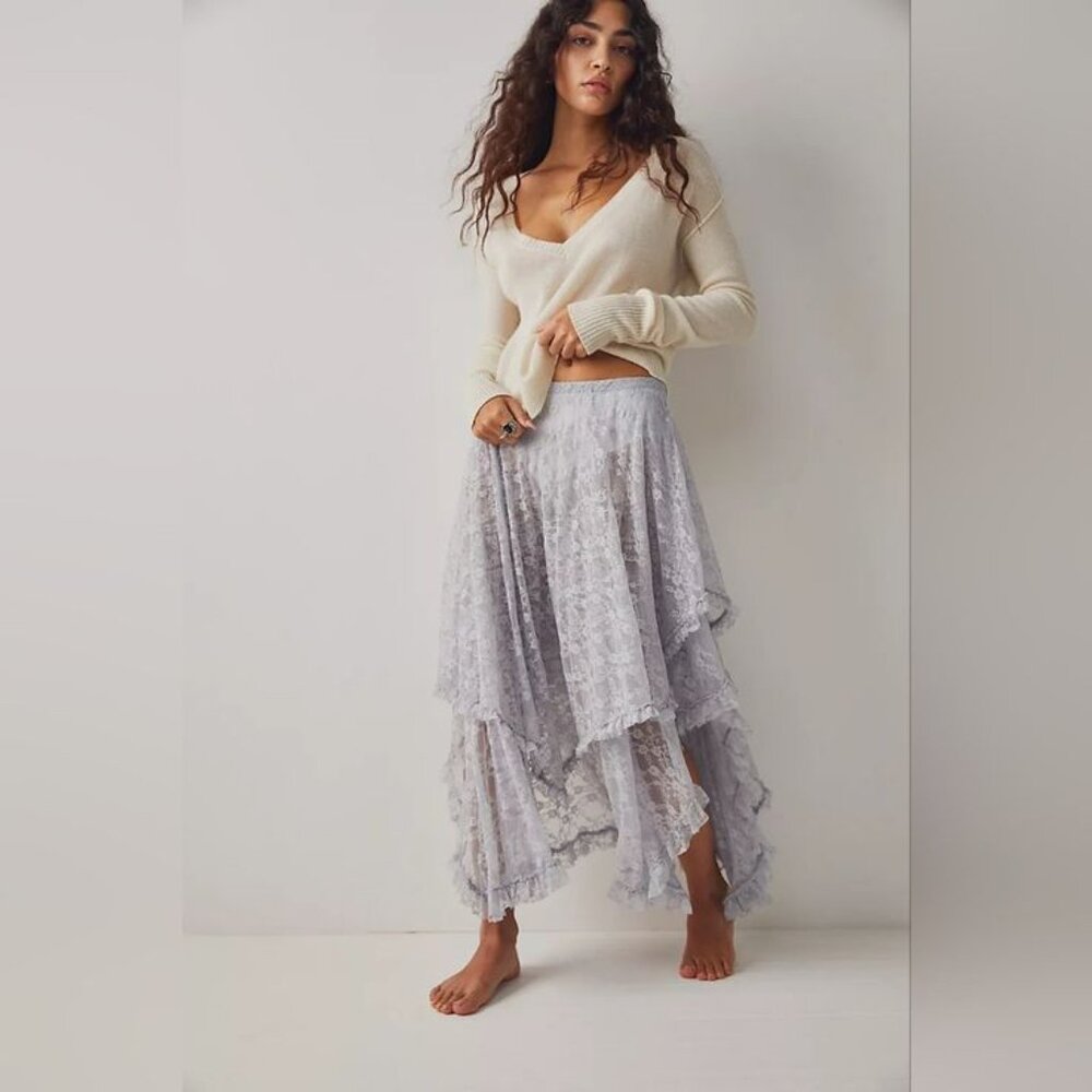 Free People French Courtship Half Slip Lace Skirt Size Large